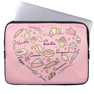 Baker Heart Funny Bakery Baking Pastry Chef Laptop Sleeve