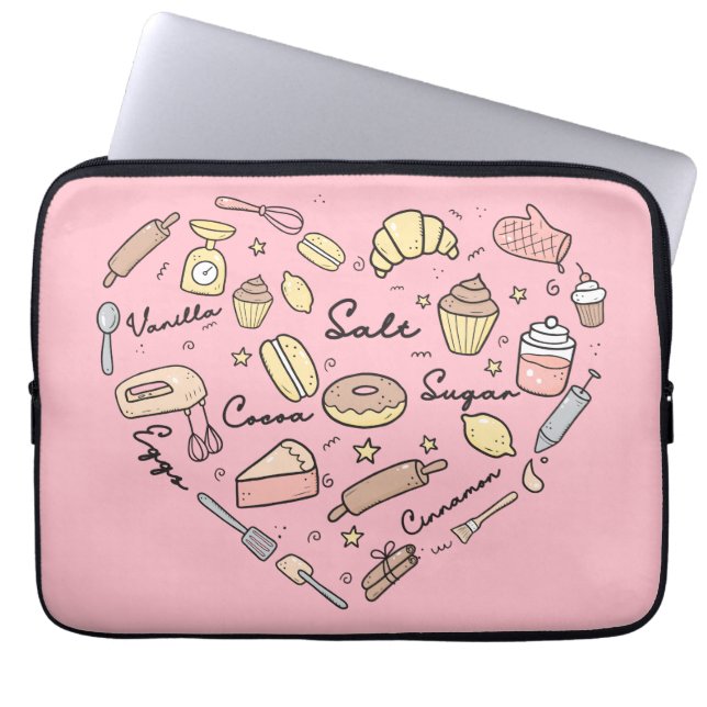 Baker Heart Funny Bakery Baking Pastry Chef Laptop Sleeve (Front)
