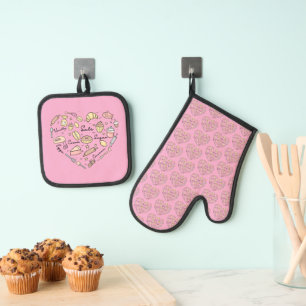 Baker Heart Funny Bakery Baking Pastry Chef Oven Mitt & Pot Holder Set