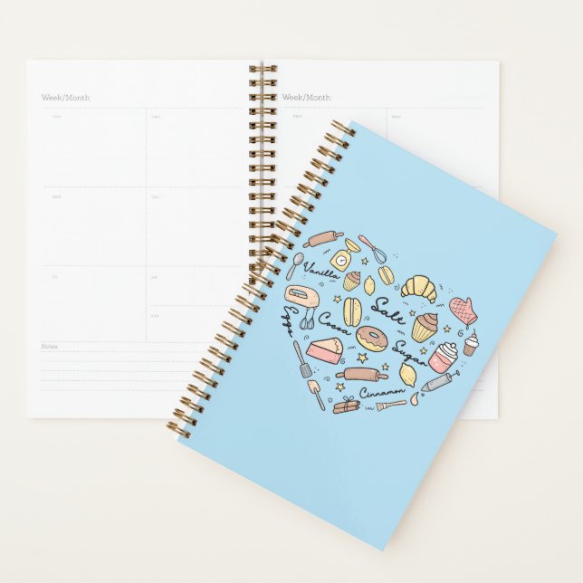 Baker Heart Funny Bakery Baking Pastry Chef Planner (Display)