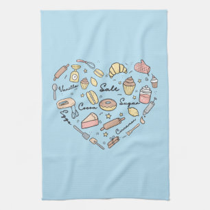 Baker Heart Funny Bakery Baking Pastry Chef Tea Towel