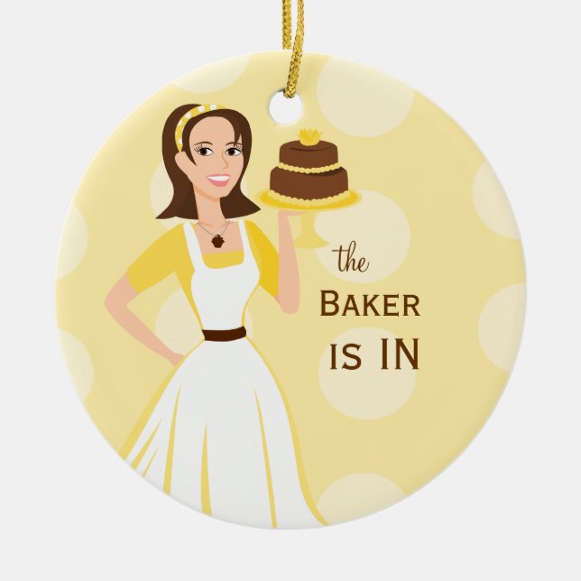 Baker in/out sign ceramic tree decoration (Front)