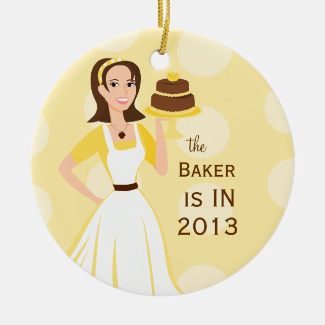 Baker in/out sign ceramic tree decoration (Front)
