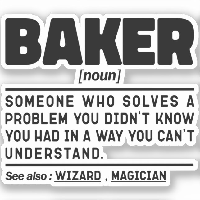 Baker Noun Definition Pastry Chef Baking Lover  (Front)
