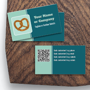 Baker or Event Caterer Pretzel or Your Logo & QR Business Card