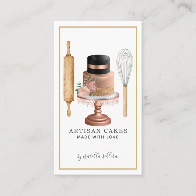Baker Pastry Chef Cake Baking Utensils Business Card (Front)