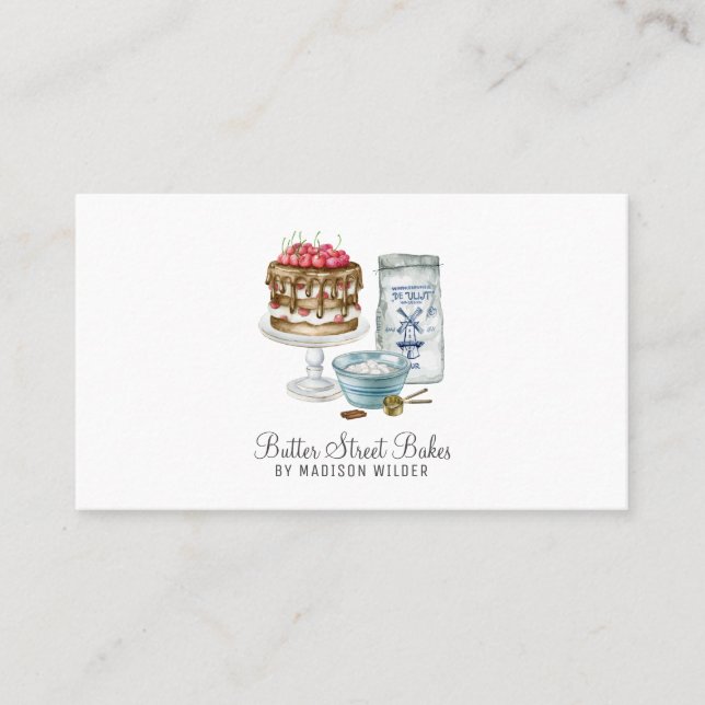 Baker Pastry Chef Elegant Cake Business Card (Front)