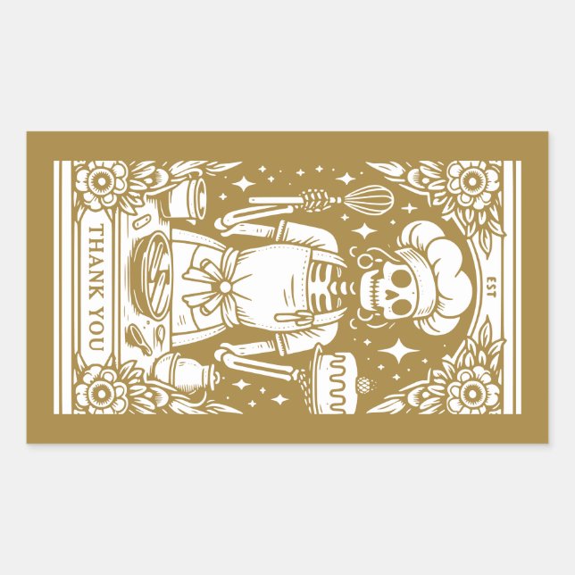 Baker Pastry Chef Gold Product Rectangular Sticker (Front)