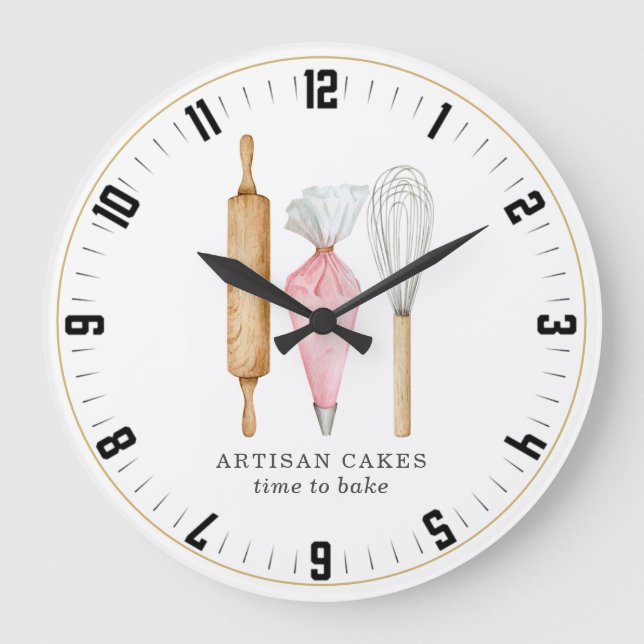 Baker Pastry Chef Time To Bake Large Clock (Front)