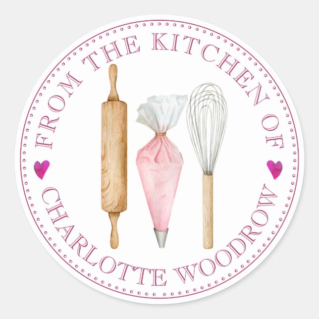 Baker Pastry Chef Tools Food Label Sticker (Front)