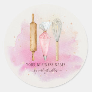 Baker Pastry Chef Utensils Pink Product Labels