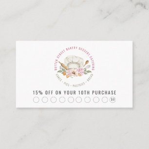 Baker Pastry Chef Watercolor Baking Utensils  Discount Card