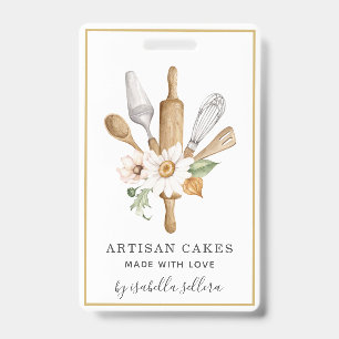 Baker Pastry Chef Watercolor Business Badge ID Badge