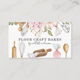 Baker Pastry Chef Watercolor Floral Tools Business Card