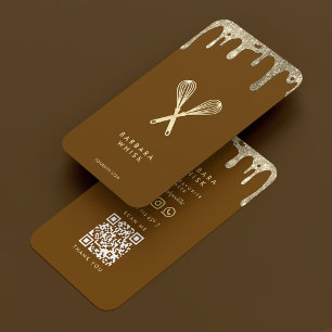 Baker Pastry Whisk Chocolate Drip Caterer Business Card