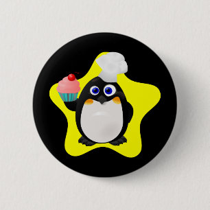 Baker Penguin with Cupcake 6 Cm Round Badge