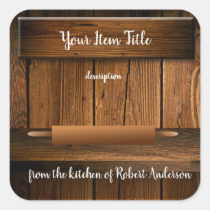 Baker Rolling Pin Rustic Wood Sq Product Label
