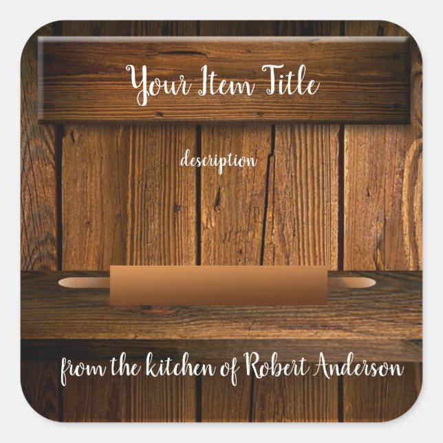 Baker Rolling Pin Rustic Wood Sq Product Label (Front)