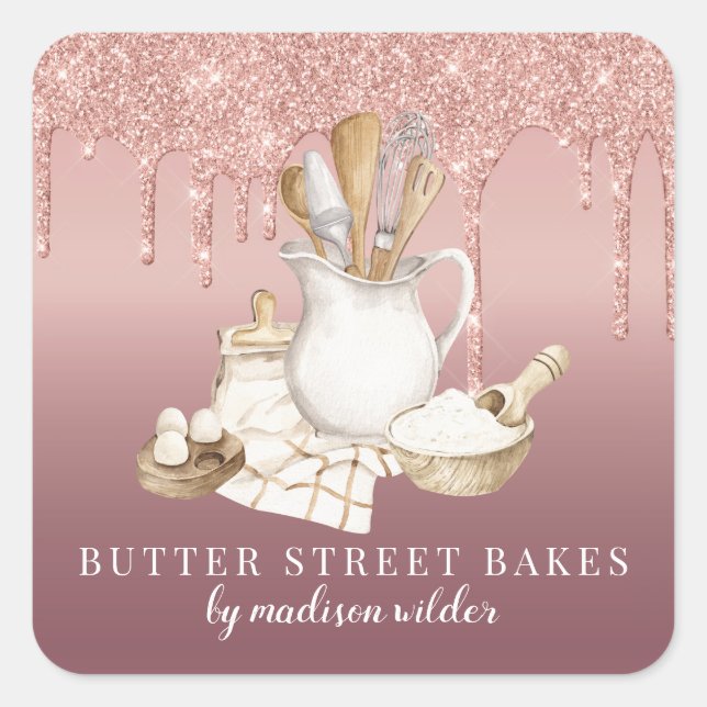 Baker Rose Gold Glitter Product Labels (Front)