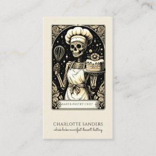 Baker Skeleton Sepia Tarot Aesthetic Business Card
