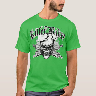 Baker Skull 1 Killer Baker and Crossed Rolling Pin T-Shirt