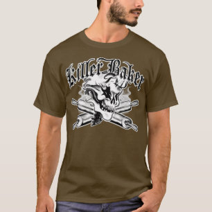 Baker Skull Ghost 1 Killer Baker and Crossed Rolli T-Shirt