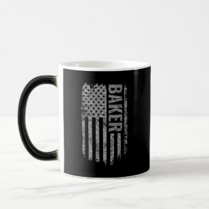 Baker USA Flag Distressed design Magic Mug