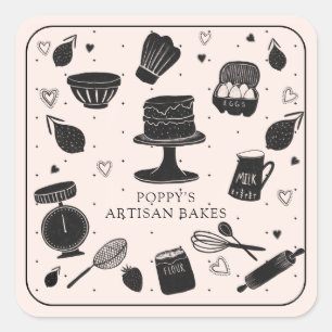 Baker Utensils Bakery  Square Sticker