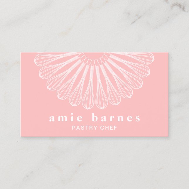 Baker Whisk Catering  Pink Bakery Business Card (Front)