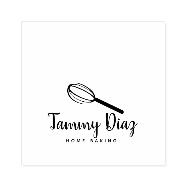Baker Whisk Cupcake Logo Rubber Stamp (Imprint)