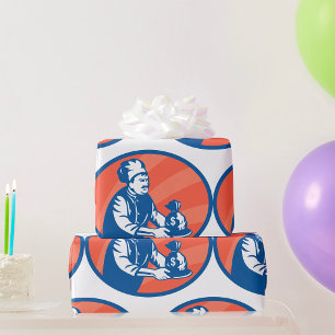 Baker With A Plate Of Money Wrapping Paper