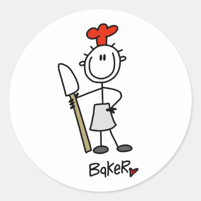 Baker with Scraper Classic Round Sticker (Front)