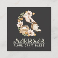 Baker's Bakery Bread And Flour Floral Black