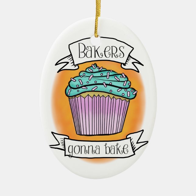 bakers gonna bake ceramic tree decoration (Front)