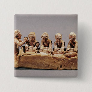 Bakers kneading dough at Thebes 15 Cm Square Badge
