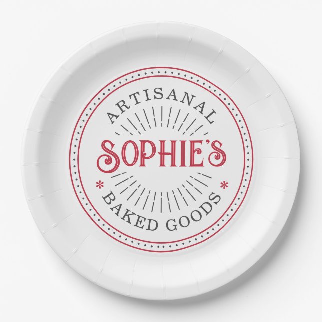 Baker's Logo Bakery Paper Plate (Front)