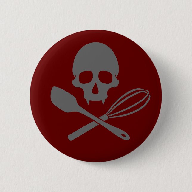 Baker's Skull 6 Cm Round Badge (Front)