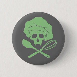 Baker's Skull with Toque 6 Cm Round Badge