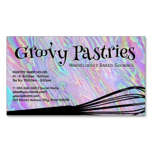 Bakers Whisk   Iridescent Holographic Background Magnetic Business Card