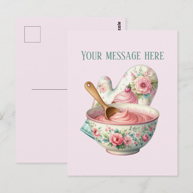 Bakery add message Business name mitt icing Postcard (Front/Back)