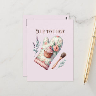bakery add message business name oven mitt postcard