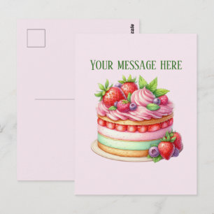 Bakery add message Business name strawberry cake Postcard