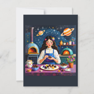 Bakery Aesthetic Girl - Culinary Major Aesthetic Postcard