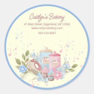 Bakery and Pastry Shop Personalised Blue Edge  Classic Round Sticker