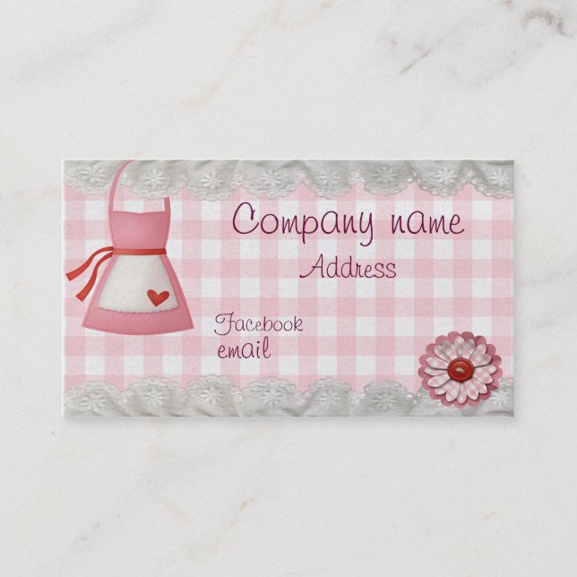 Bakery apron chequered business card (Front)