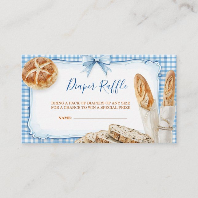 Bakery Baby Shower Diaper Raffle Card | Blue Bread (Front)