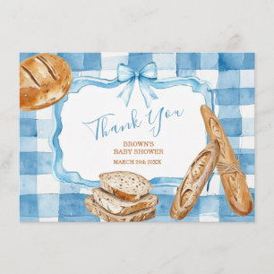 Bakery Baby Shower Thank You Card Blue Bread The