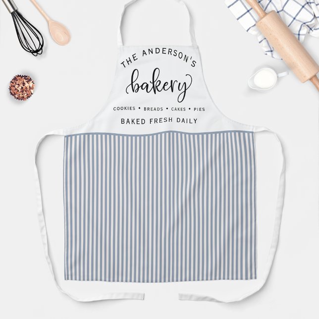 Bakery, Bake Fresh Daily White and Blue Stripes Apron (Creator Uploaded)