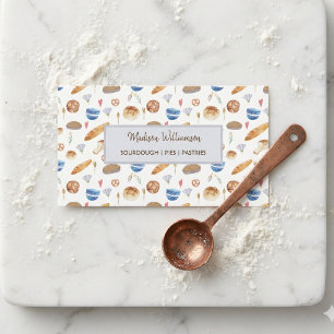 Bakery Baker Watercolor Patern Business Card