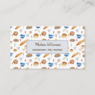 Bakery Baker Watercolor Patern Business Card